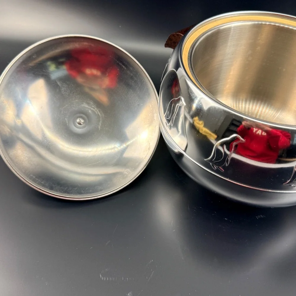 West Bend Penguin Hot Cold Server Ice Bucket Chrome Bakelite Mid Century